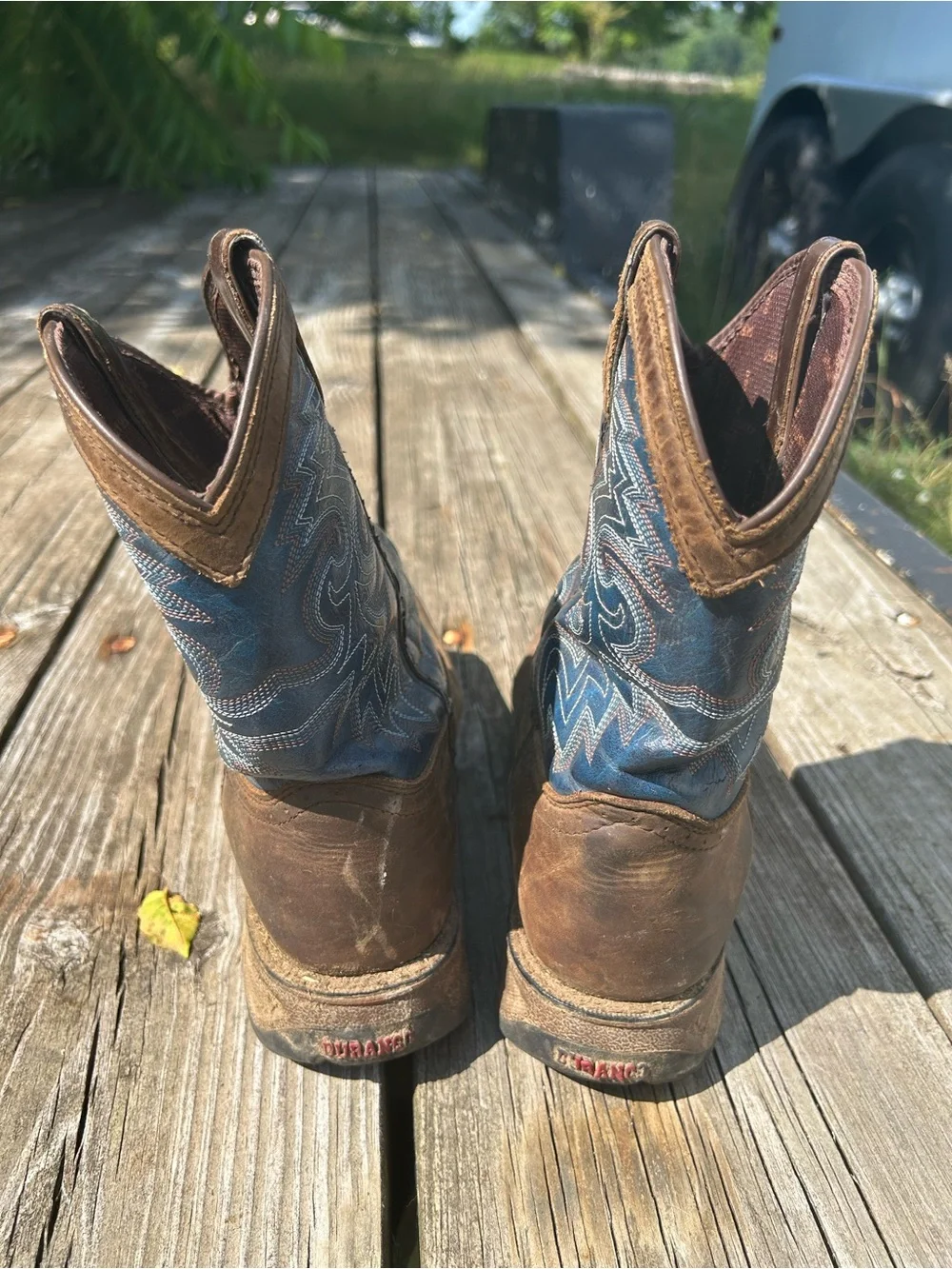 Durango Boys Brown and Blue Cowboy Boots
